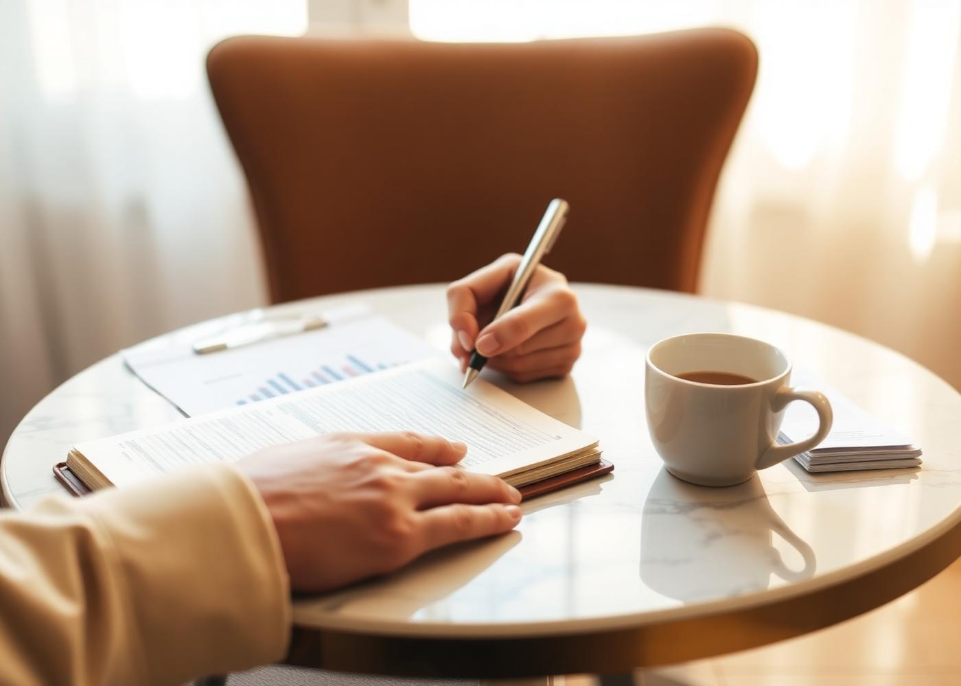 A client engagement letter being prepared by hand