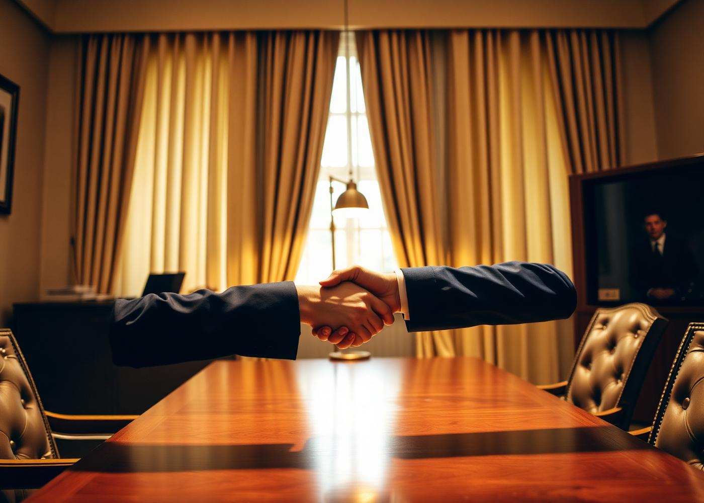 A handshake across a private advisory table